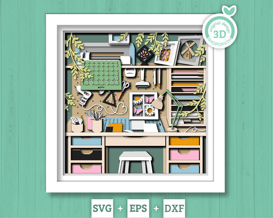 Brother Craft Room with Supplies - 3D Shadow Box Layered SVG DXF EPS (Cutting Files)