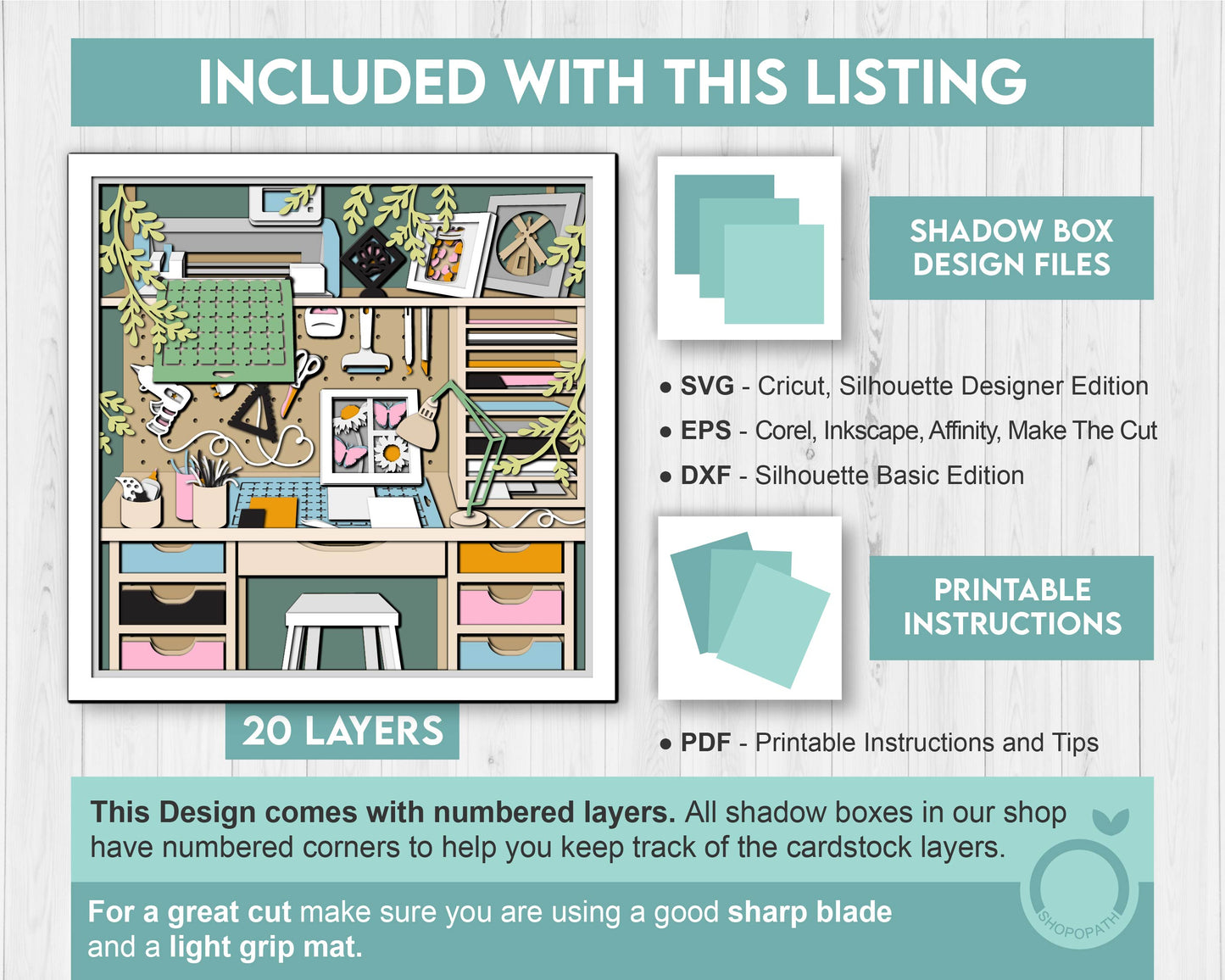 Brother Craft Room with Supplies - 3D Shadow Box Layered SVG DXF EPS (Cutting Files)