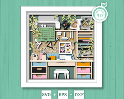Cricut Craft Room - 3D Shadow Box Layered SVG DXF EPS (Cutting Files)