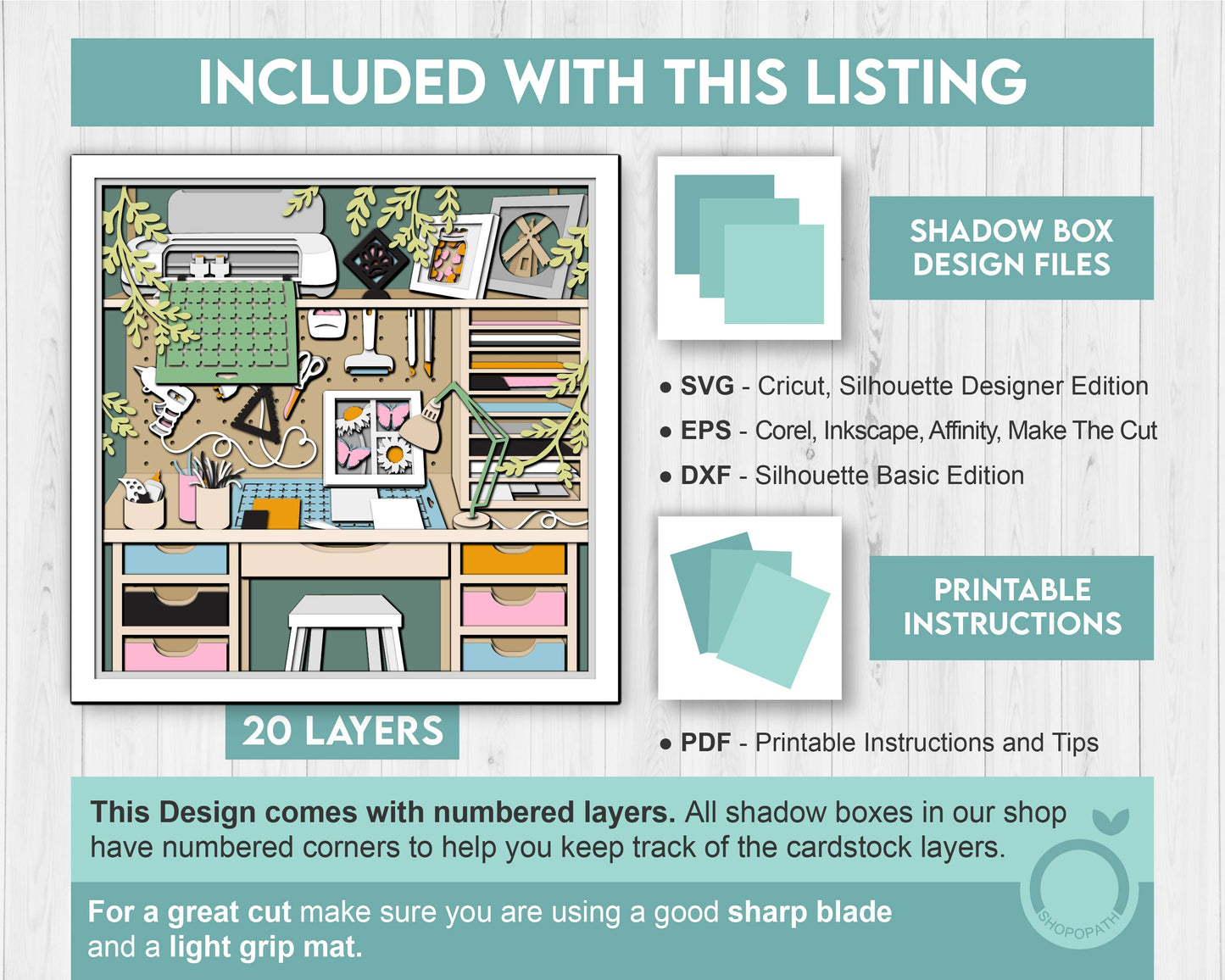 Cricut Craft Room - 3D Shadow Box Layered SVG DXF EPS (Cutting Files)