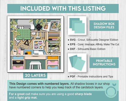 Cricut Craft Room - 3D Shadow Box Layered SVG DXF EPS (Cutting Files)