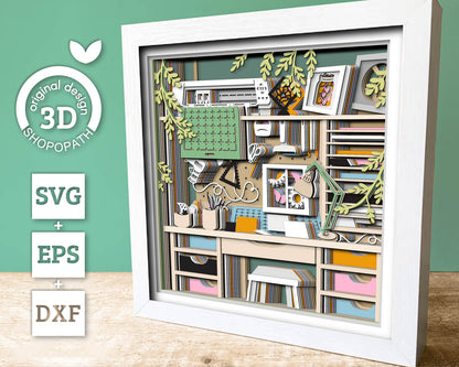 Silhouette Craft Room - 3D Shadow Box Layered SVG DXF EPS (Cutting Files)