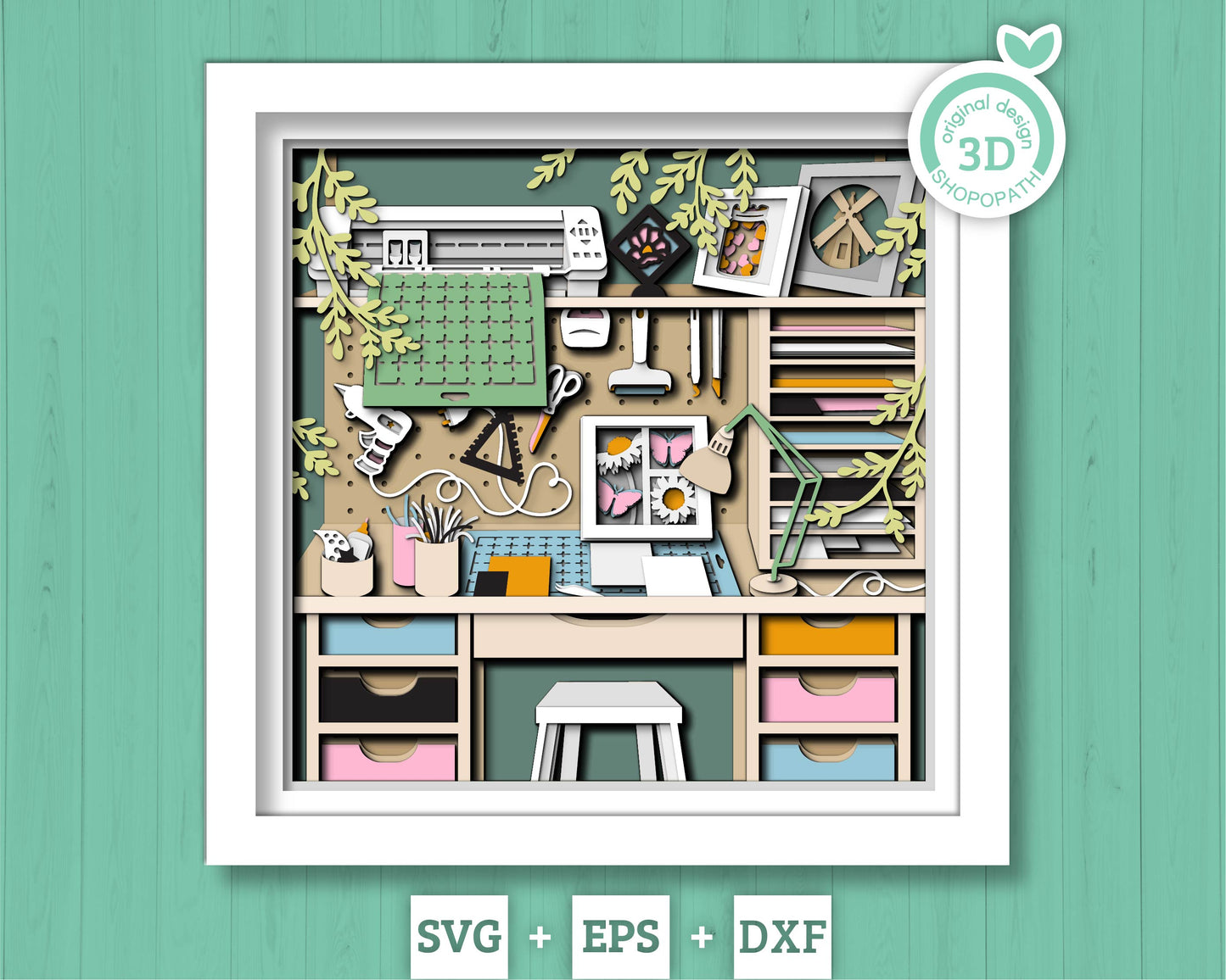 Silhouette Craft Room - 3D Shadow Box Layered SVG DXF EPS (Cutting Files)