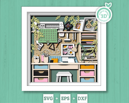 Silhouette Craft Room - 3D Shadow Box Layered SVG DXF EPS (Cutting Files)