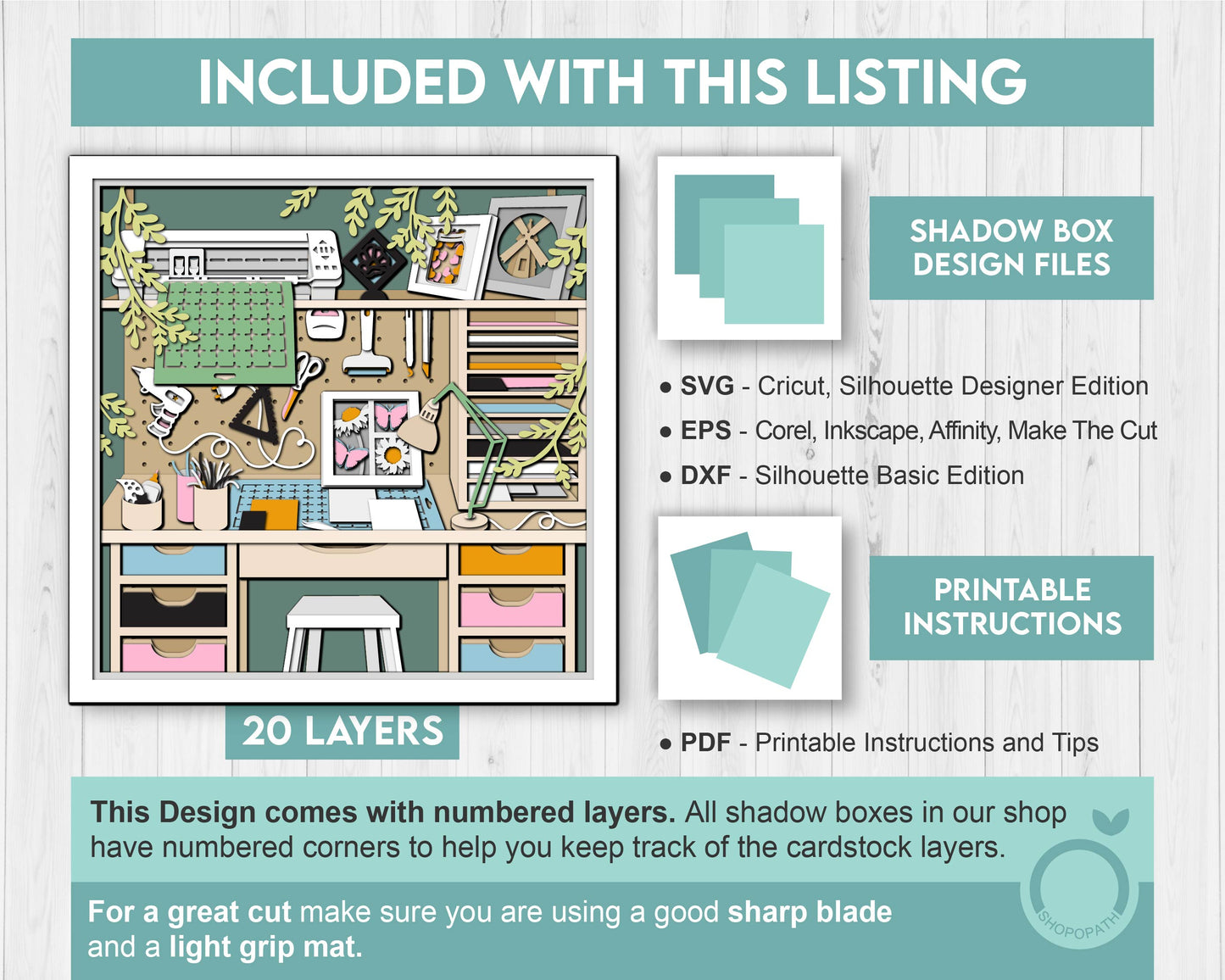 Silhouette Craft Room - 3D Shadow Box Layered SVG DXF EPS (Cutting Files)
