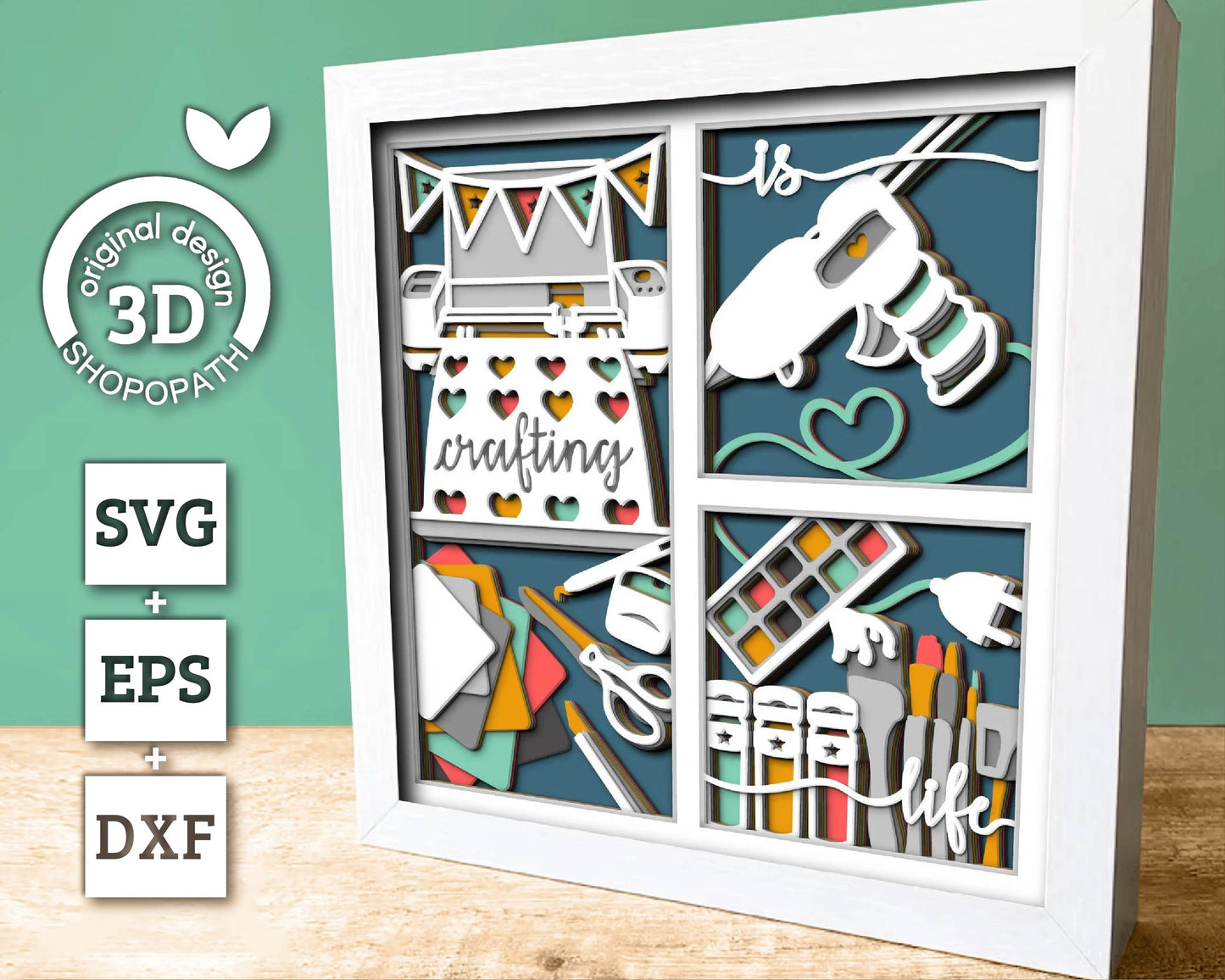Crafting Tools with Message - 3D Shadow Box Layered SVG DXF EPS (Cutting Files)