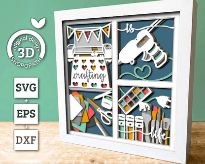 Crafting Tools with Message - 3D Shadow Box Layered SVG DXF EPS (Cutting Files)