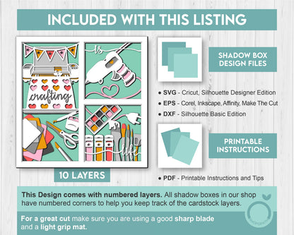 Crafting Tools with Message - 3D Shadow Box Layered SVG DXF EPS (Cutting Files)