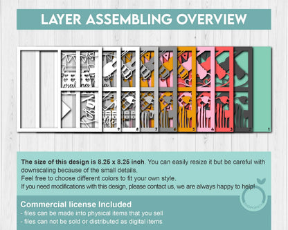 Crafting Tools with Message - 3D Shadow Box Layered SVG DXF EPS (Cutting Files)