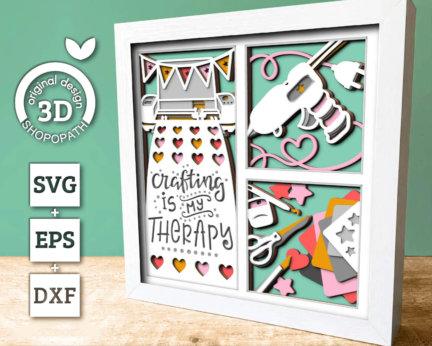 Crafting Is My Therapy - 3D Shadow Box Layered SVG DXF EPS (Cutting Files)