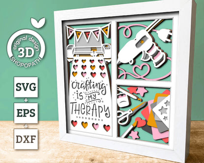 Crafting Is My Therapy - 3D Shadow Box Layered SVG DXF EPS (Cutting Files)