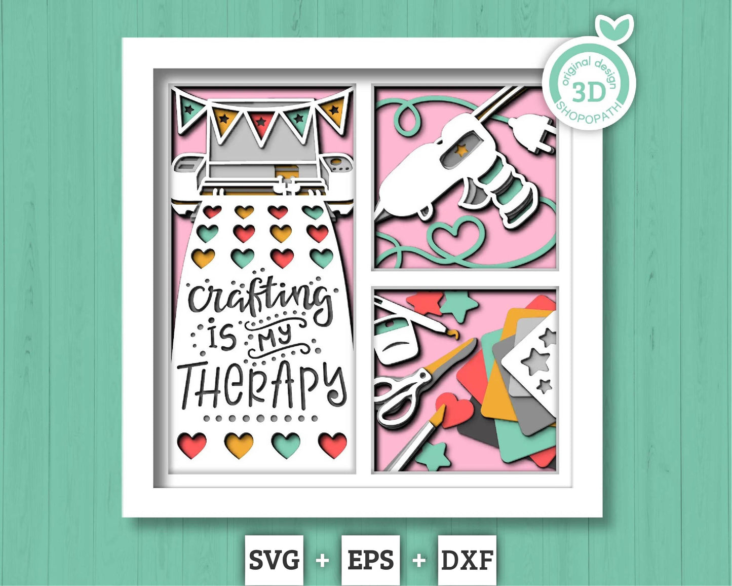 Crafting Is My Therapy - 3D Shadow Box Layered SVG DXF EPS (Cutting Files)