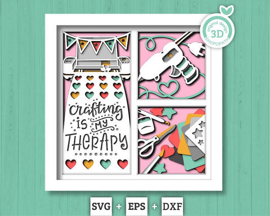 Crafting Is My Therapy - 3D Shadow Box Layered SVG DXF EPS (Cutting Files)