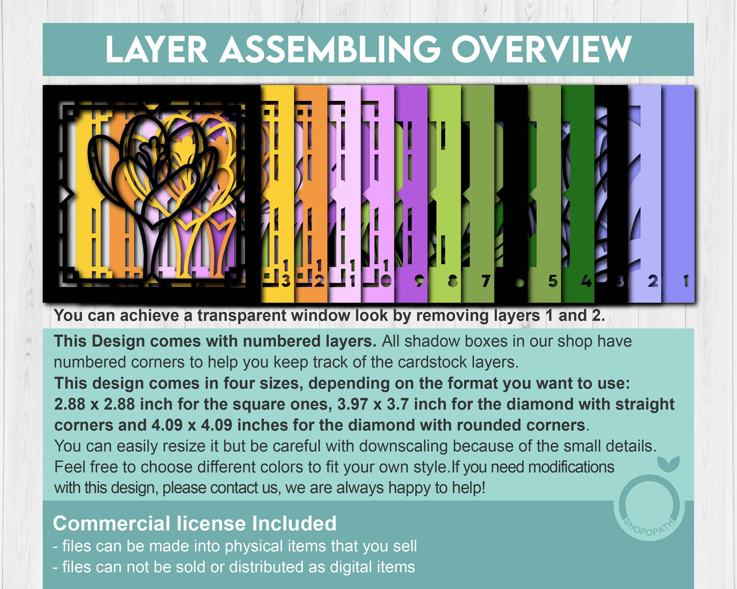 Crocus Flower Stained Glass Mini - 3D Shadow Box Layered SVG DXF EPS (Cutting Files)