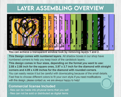 Crocus Flower Stained Glass Mini - 3D Shadow Box Layered SVG DXF EPS (Cutting Files)