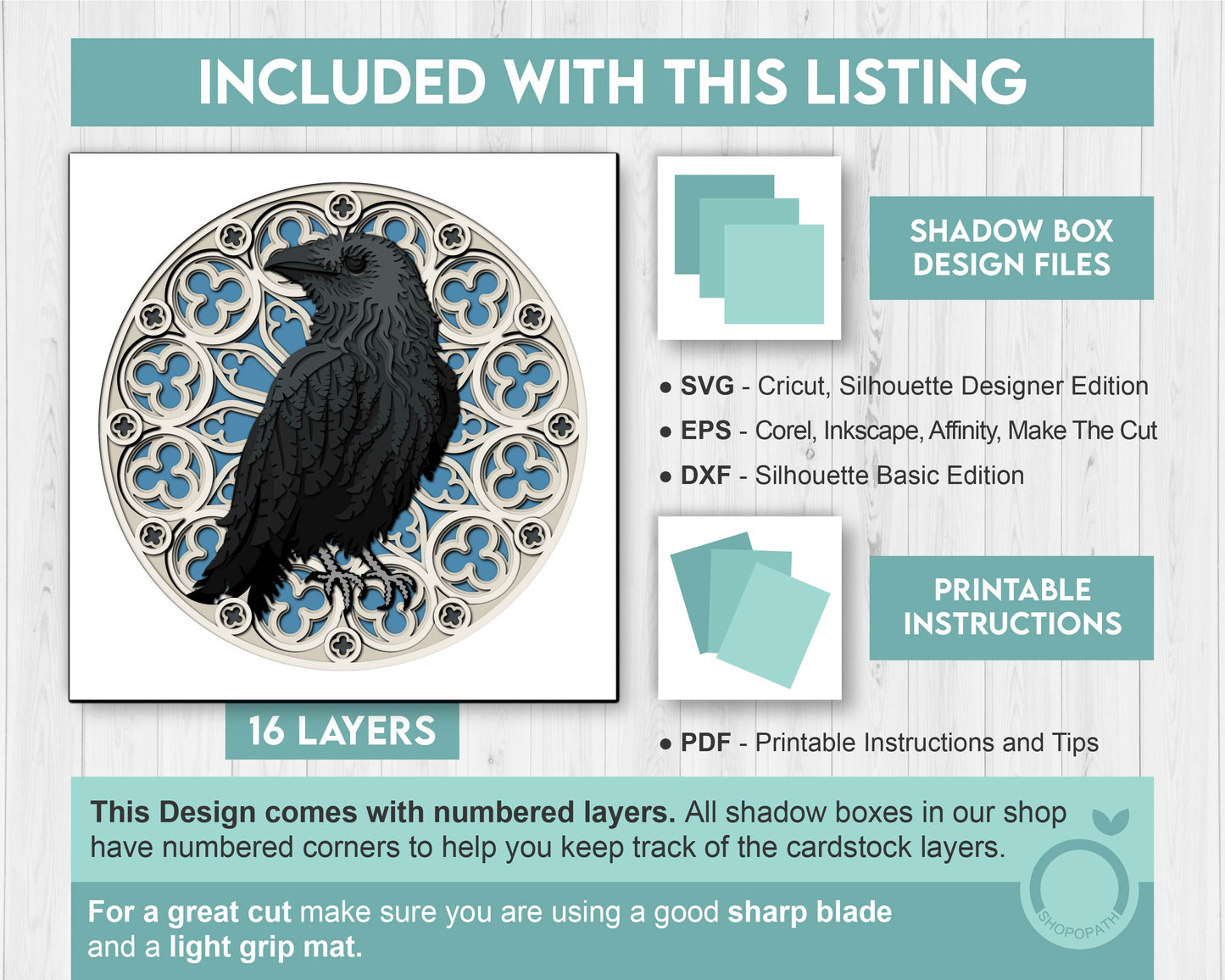 3D SVG Crow With Gothic Window Shadow Box, 3D Fall SVG, Gothic Window 3D Svg, Crow 3D Svg, Raven 3D SVG, Halloween 3D svg, Cricut Silhouette