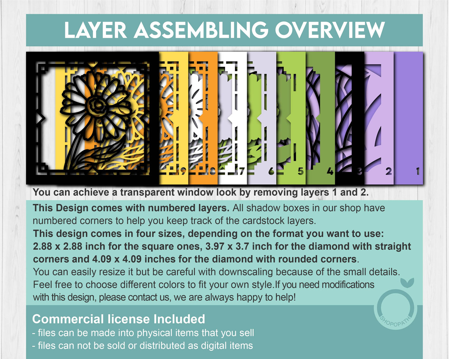 Daisy Stained Glass Mini - 3D Shadow Box Layered SVG DXF EPS (Cutting Files)