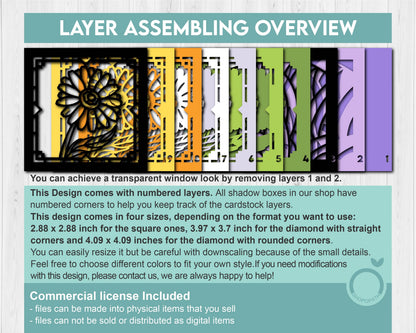 Daisy Stained Glass Mini - 3D Shadow Box Layered SVG DXF EPS (Cutting Files)
