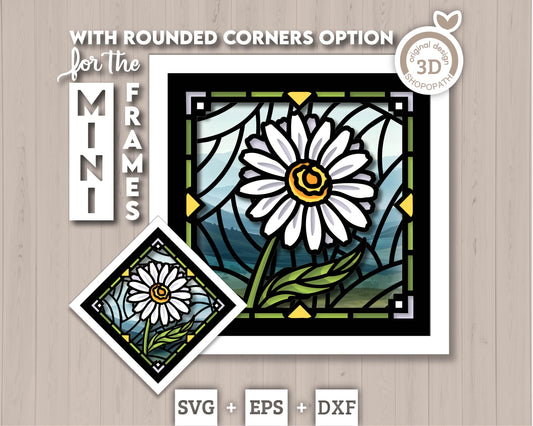 Daisy Stained Glass Mini - 3D Shadow Box Layered SVG DXF EPS (Cutting Files)