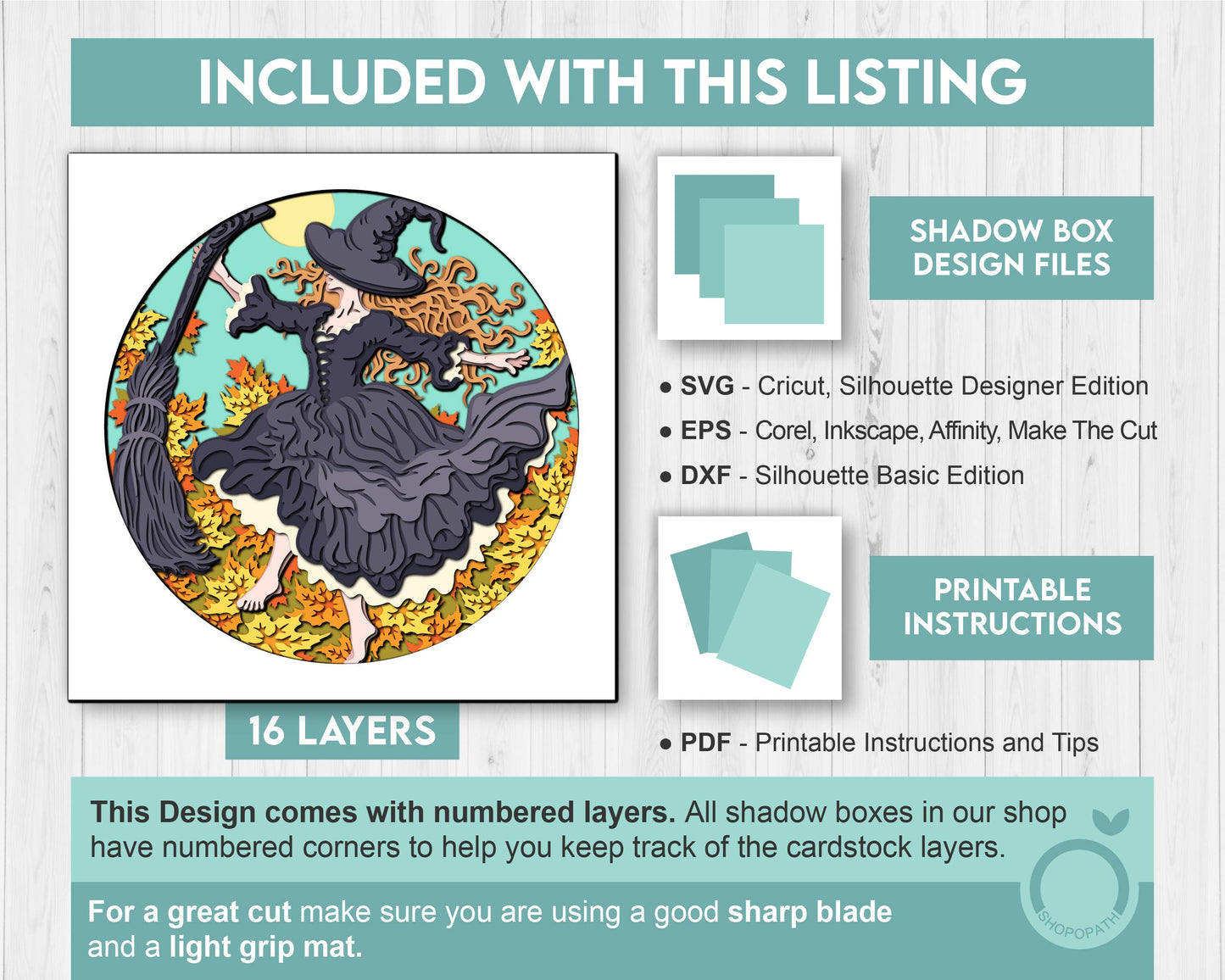 3D SVG Witch Dancing In Fall Leaves Shadow Box, Halloween 3D Svg, Witch 3D SVG, Layered Witch 3D svg, Fall Leaves 3D SVG, Cricut Silhouette