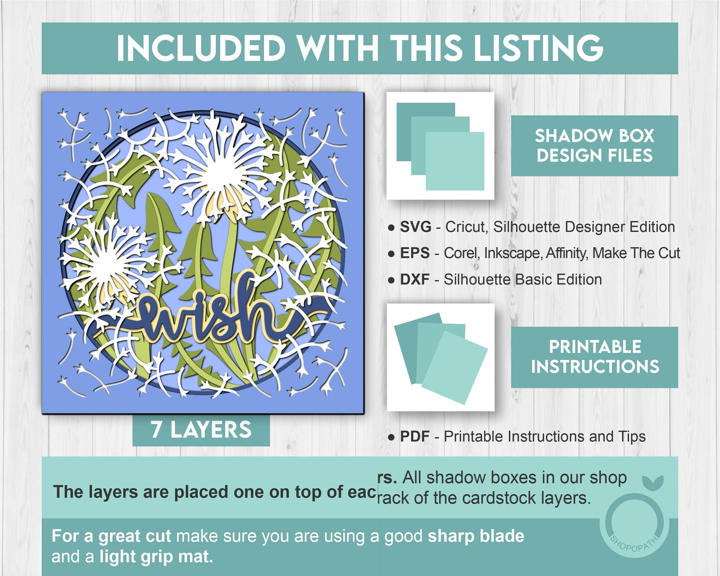 3D Dandelion Wish Shadow Box SVG Layered Dandelions SVG, Spring Shadow Box, Flowers 3D Svg, Floral 3d Svg, Papercut svg, Cricut Silhouette