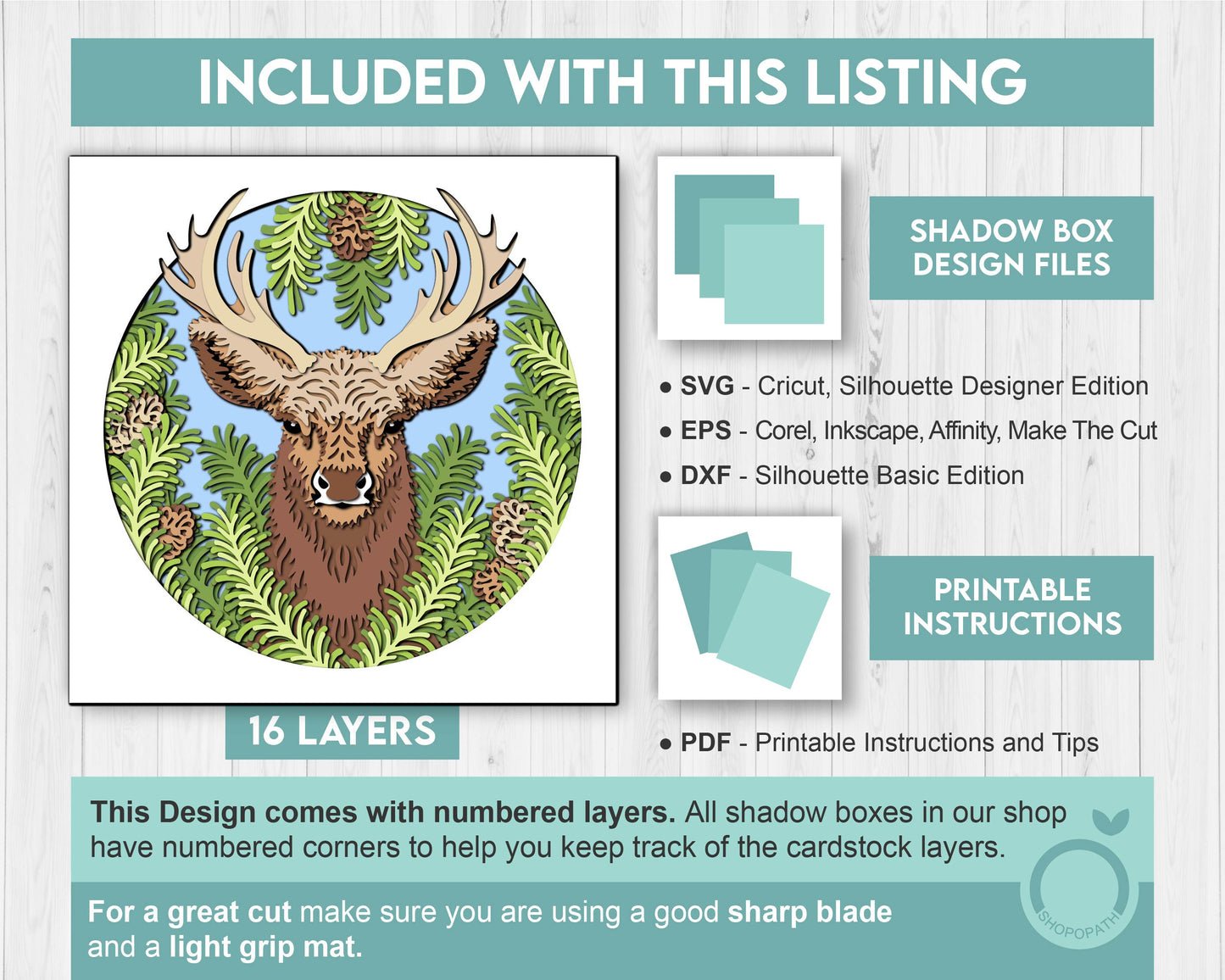 3D Deer In Forest Shadow Box SVG, 3D Deer Svg, 3d Forest SVG, Layered 3d Deer svg, 3d svg, 3D SVG Doe,  Winter 3d svg, Cricut Silhouette