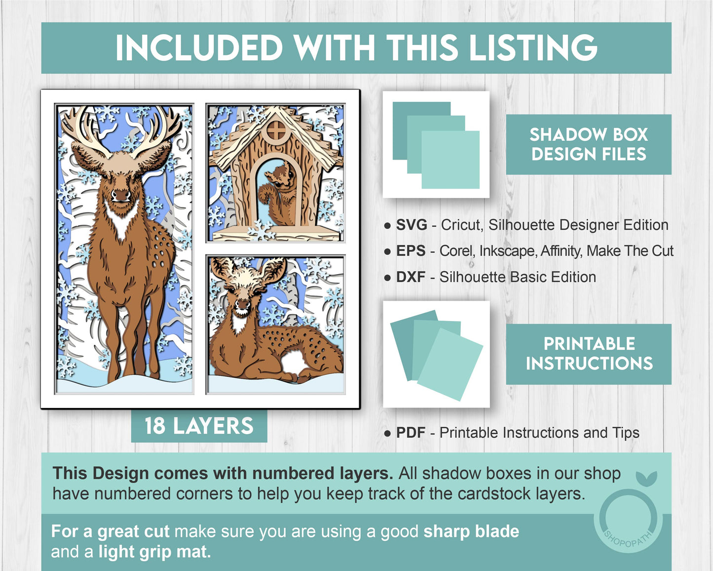 3D Deer With Doe In Forest Shadow Box SVG, 3D Forest SVG, 3D Doe svg, 3d svg Deer, Winter 3d svg, 3d SVG Squirrel, Cricut Silhouette