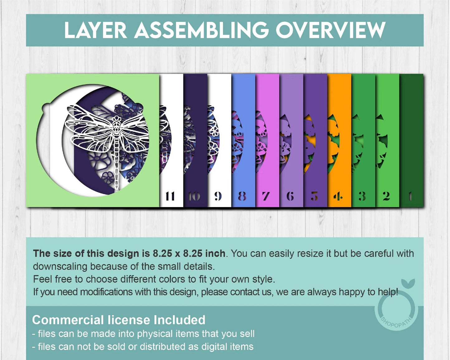3D Layered Dragonfly SVG PDF EPS, Dragonfly Shadow Box, Dragonfly 3D Svg, Flowers 3d svg, Flowers Layered Papercut svg, Cricut Silhouette