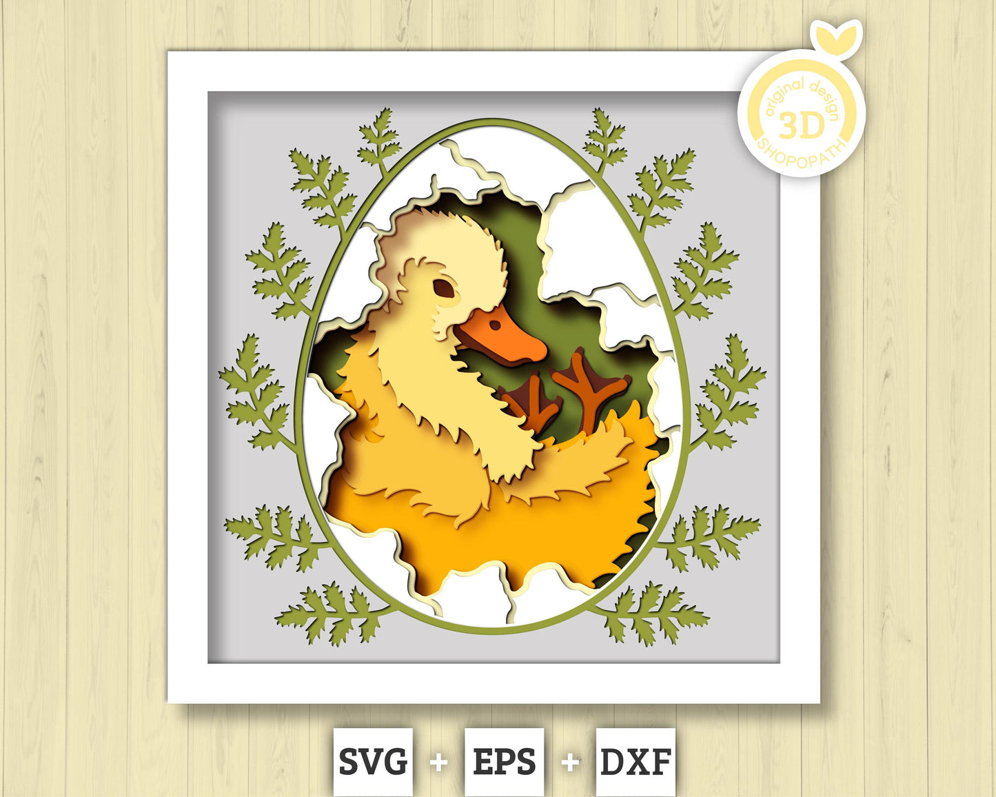 Baby Duck in Egg - 3D Shadow Box Layered SVG DXF EPS (Cutting Files)