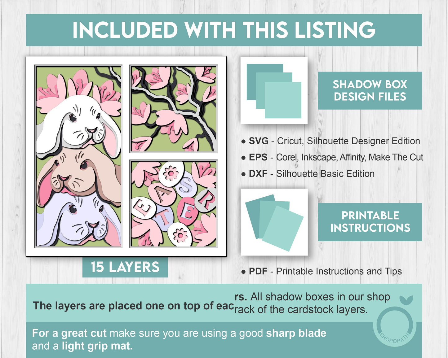 3D SVG Easter Bunny Shadow Box Spring Blossom Tree 3D Svg, Magnolia Flowers Layered svg 3d Flowers 3d Florals Cricut Silhouette