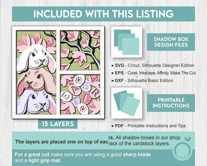 3D SVG Easter Bunny Shadow Box Spring Blossom Tree 3D Svg, Magnolia Flowers Layered svg 3d Flowers 3d Florals Cricut Silhouette