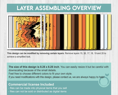 Fall Leaf Lanscape - 3D Shadow Box Layered SVG DXF EPS (Cutting Files)