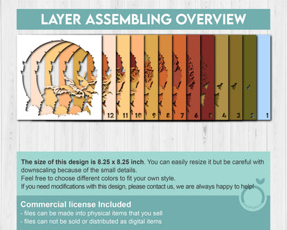 Fall Leaves Rose - 3D Shadow Box Layered SVG DXF EPS (Cutting Files)