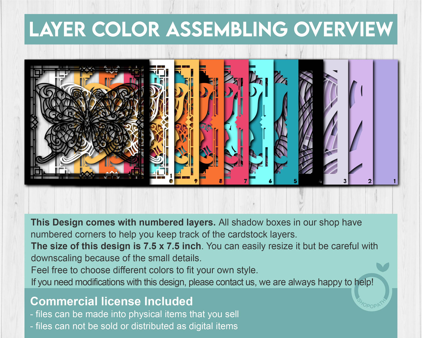 Fantasy Butterfly Stained Glass - 3D Shadow Box Layered SVG DXF EPS (Cutting Files)