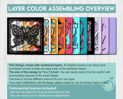 Fantasy Butterfly Stained Glass - 3D Shadow Box Layered SVG DXF EPS (Cutting Files)