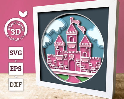 3D Layered Castle SVG EPS, Fantasy Shadow Box, Fairytale Castle 3D Svg Layered Papercut svg, Cricut Silhouette