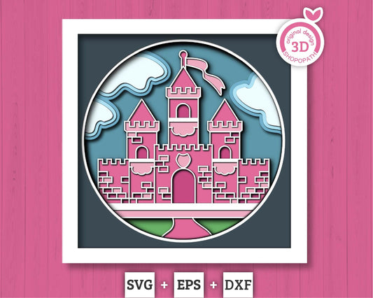3D Layered Castle SVG EPS, Fantasy Shadow Box, Fairytale Castle 3D Svg Layered Papercut svg, Cricut Silhouette