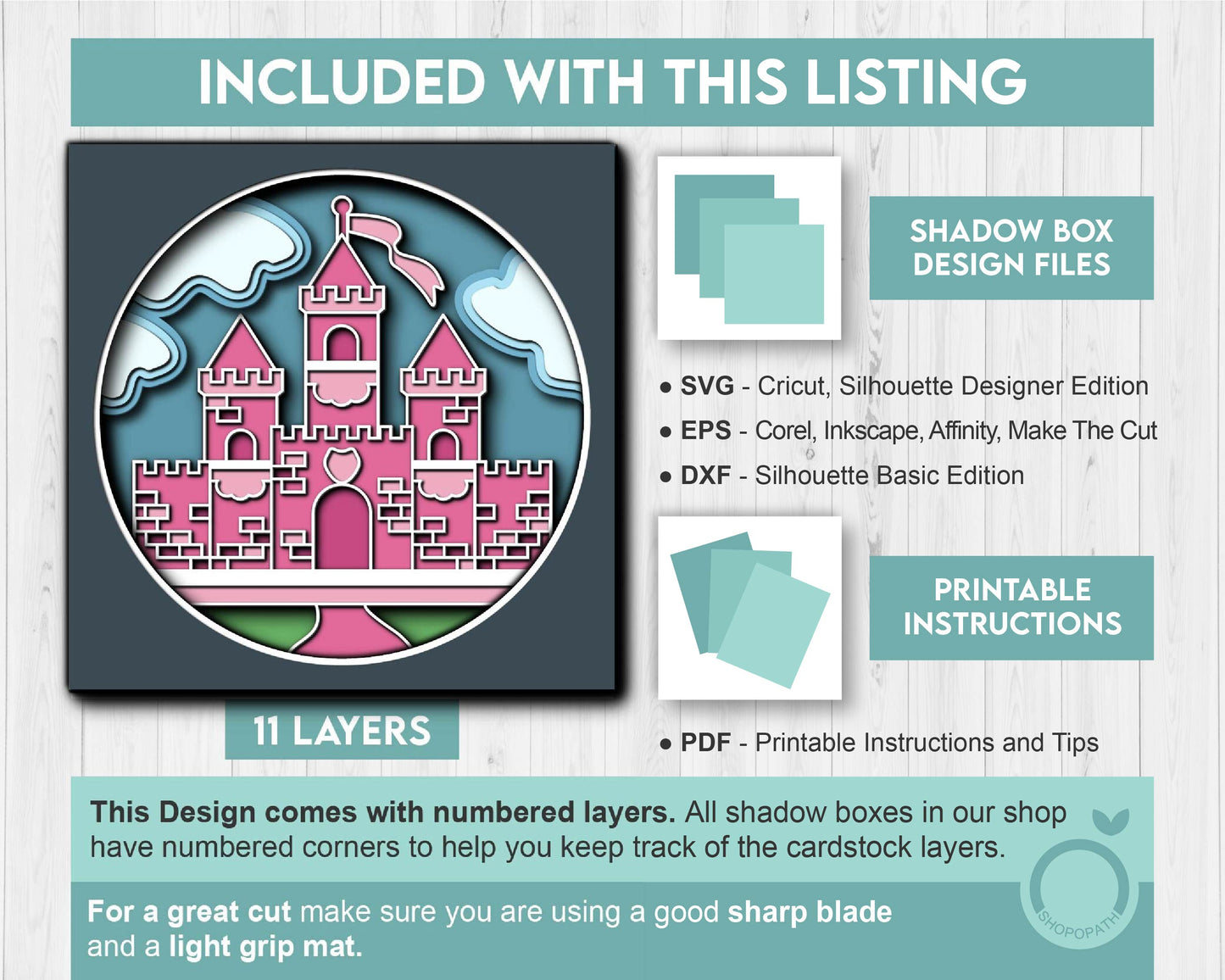 3D Layered Castle SVG EPS, Fantasy Shadow Box, Fairytale Castle 3D Svg Layered Papercut svg, Cricut Silhouette