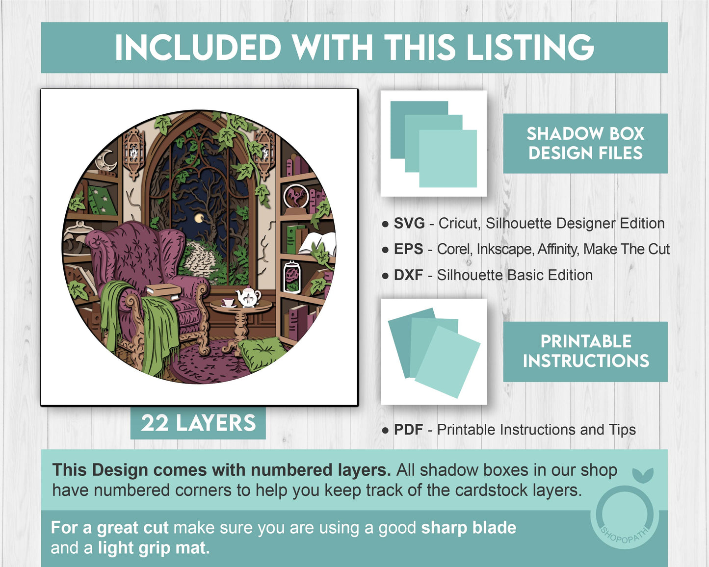 Fantasy Reading Nook - 3D Shadow Box Layered SVG DXF EPS (Cutting Files)