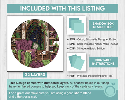 Fantasy Reading Nook - 3D Shadow Box Layered SVG DXF EPS (Cutting Files)