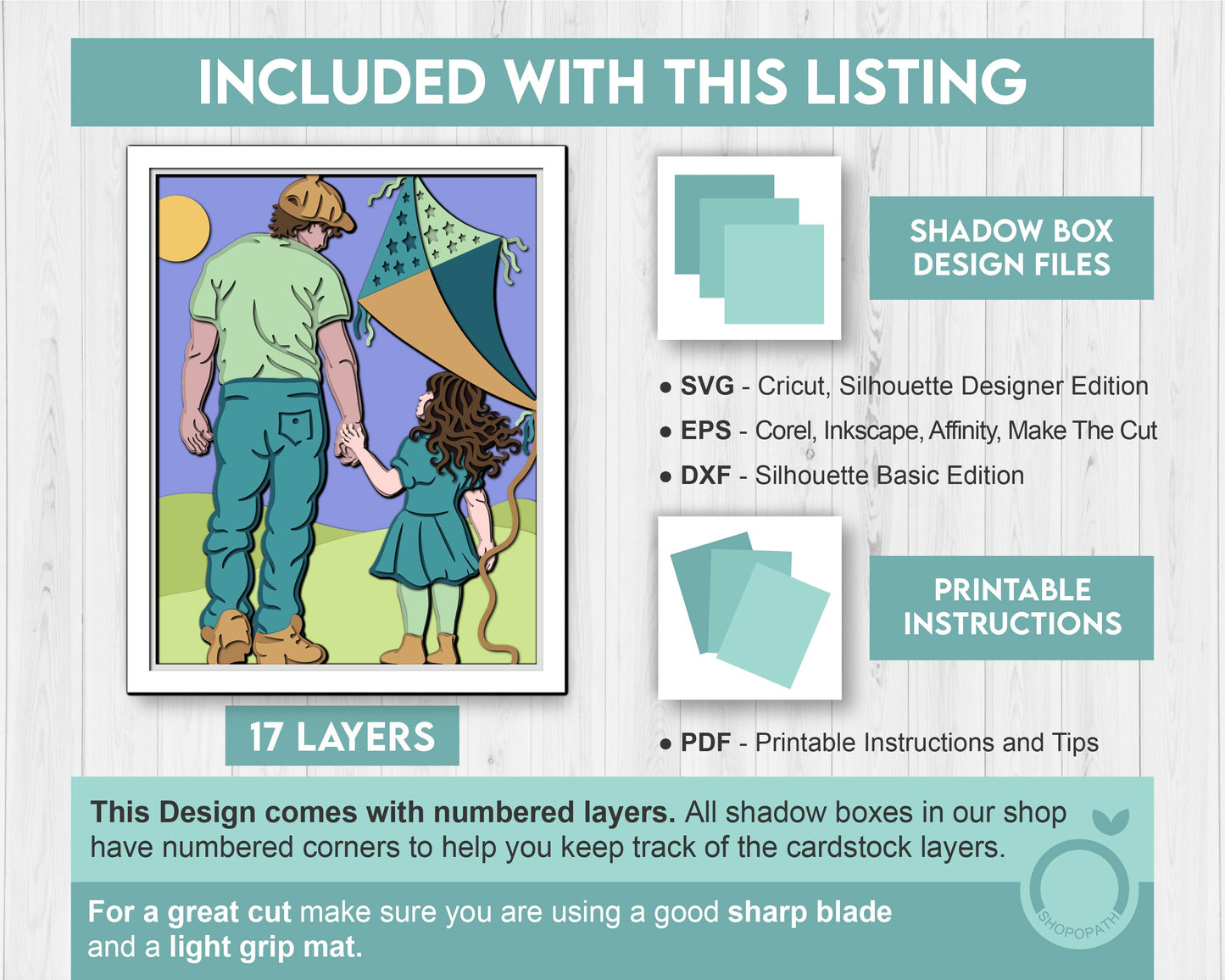 3D SVG Father And Daughter Shadow Box, 3D 8x10inch Layered SVG, Playtime 3D svg, Layered Father's Day 3d svg, Dad 3D Svg, Cricut Silhouette