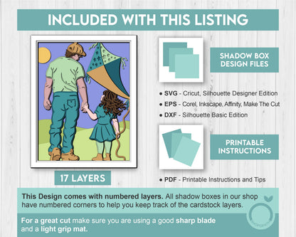3D SVG Father And Daughter Shadow Box, 3D 8x10inch Layered SVG, Playtime 3D svg, Layered Father's Day 3d svg, Dad 3D Svg, Cricut Silhouette