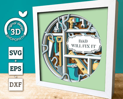 Father's Day Tools Pegboard - 3D Shadow Box Layered SVG DXF EPS (Cutting Files)