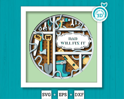 Father's Day Tools Pegboard - 3D Shadow Box Layered SVG DXF EPS (Cutting Files)