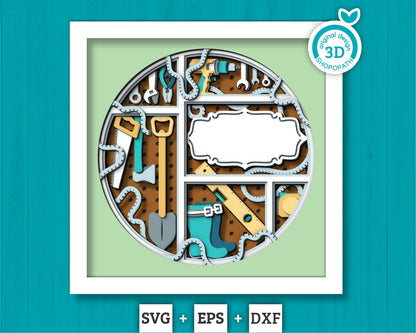 Father's Day Tools Pegboard - 3D Shadow Box Layered SVG DXF EPS (Cutting Files)