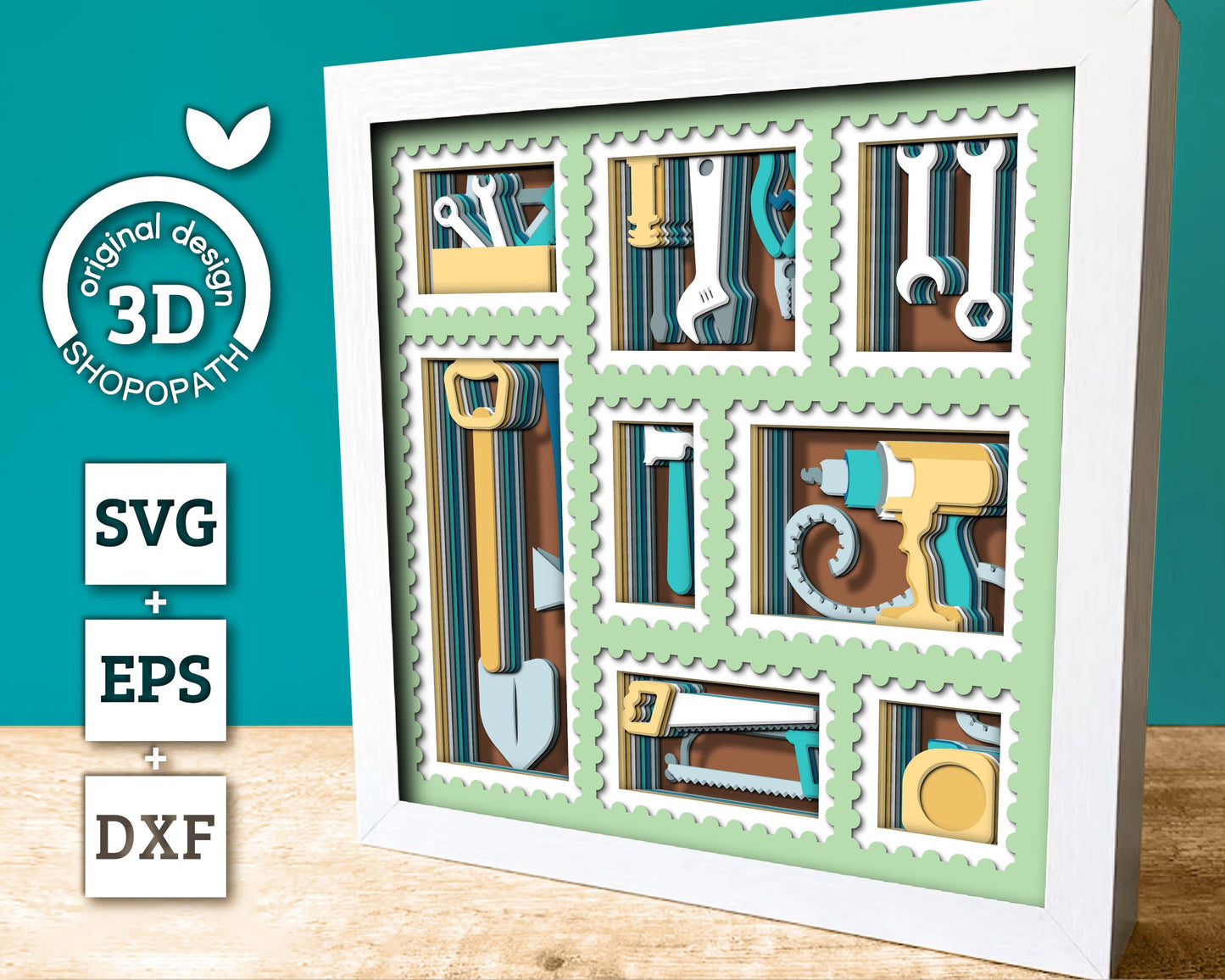 Workshop Tools Stamps - 3D Shadow Box Layered SVG DXF EPS (Cutting Files)