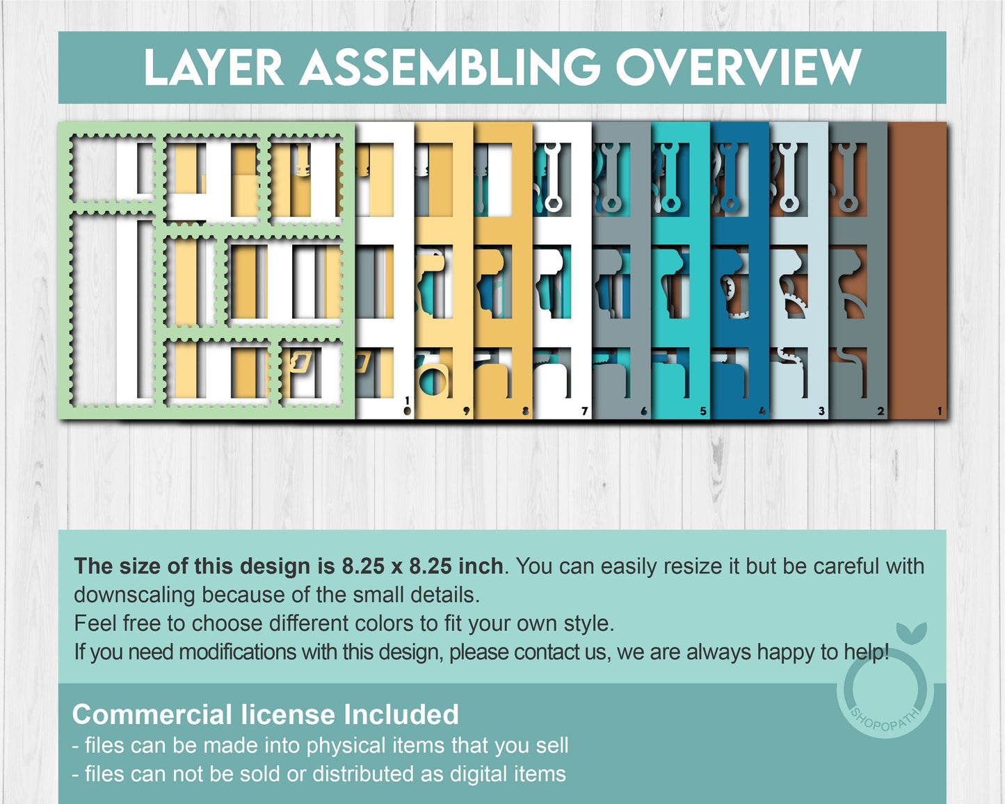 Workshop Tools Stamps - 3D Shadow Box Layered SVG DXF EPS (Cutting Files)