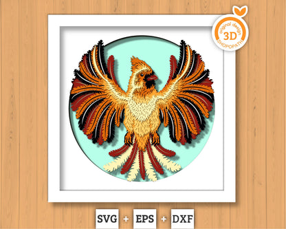 Female Cardinal Round - 3D Shadow Box Layered SVG DXF EPS (Cutting Files)
