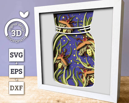 3D Firefly Shadow Box SVG, Firefly Layered  SVG, Firefly 3D Svg, Spring 3d svg, Fantasy Shadow Box Layered Papercut svg, Cricut Silhouette