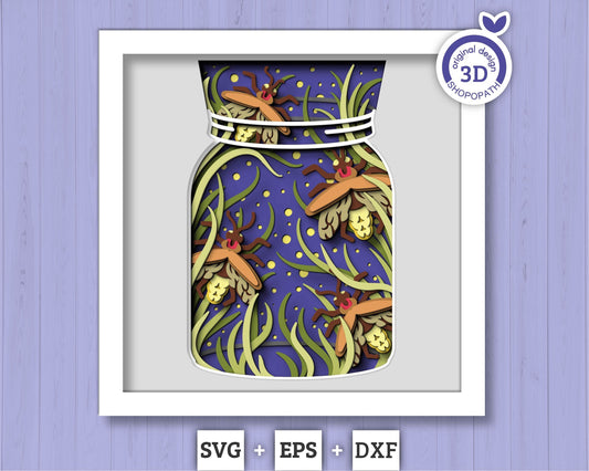 3D Firefly Shadow Box SVG, Firefly Layered  SVG, Firefly 3D Svg, Spring 3d svg, Fantasy Shadow Box Layered Papercut svg, Cricut Silhouette